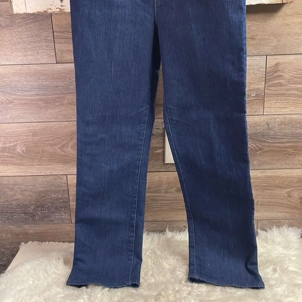 GLORIA VANDERBILT Ladies 5 Pocket Rhinestones Jeans Straight Leg Blue Size 10